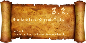 Benkovics Kornélia névjegykártya